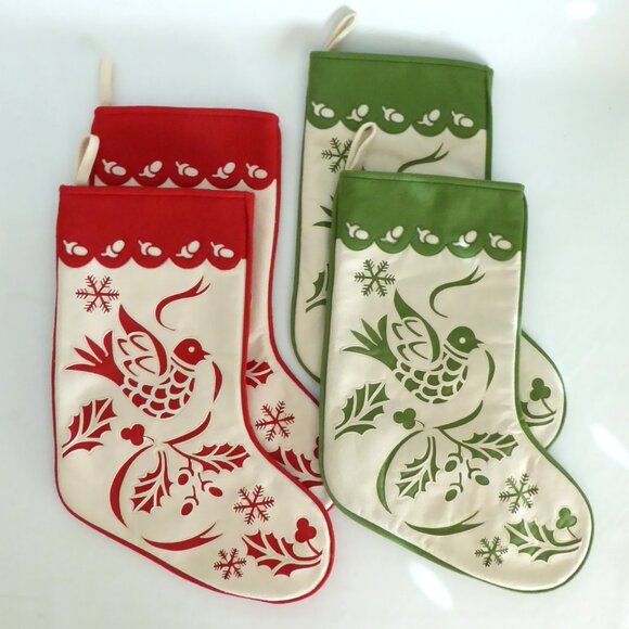 NEW 18.25” FOLK ART OTOMI STYLE EMBROIDERED DOVE CHRISTMAS STOCKING SET OF 4 - Picture 14 of 14